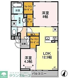 ロイジェントパークス草加手代A 2LDKの間取図画像