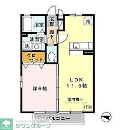 リバーウォークB 1LDKの間取図画像