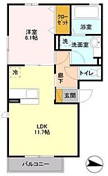 エアフォルク 1LDKの間取図画像