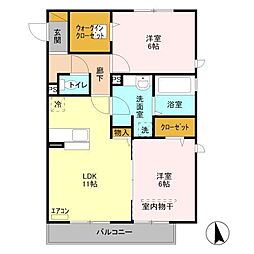 パーチェ 2LDKの間取図画像