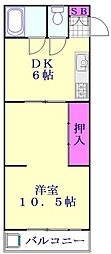 戸ケ崎コーポ 1DKの間取図画像