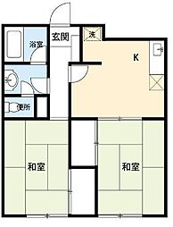 オンダエルドラド八潮 2DKの間取図画像