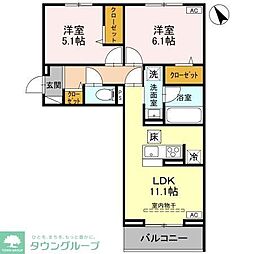 メゾンクレール 2LDKの間取図画像