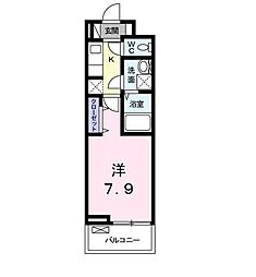 エルヴィータ1 1Kの間取図画像