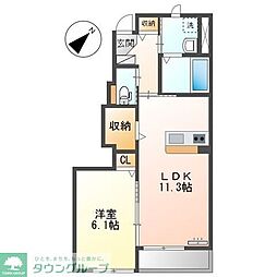 エイシーズコート 1LDKの間取図画像