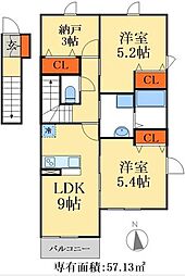 コーポリリィ 2SLDKの間取図画像