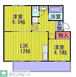 草加旭町団地14号棟 2LDKの間取図画像