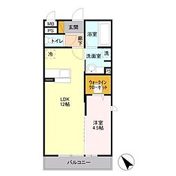 ヘリオス吉川美南ガイア 1LDKの間取図画像