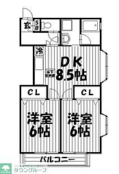 スカイハイツ 2LDKの間取図画像