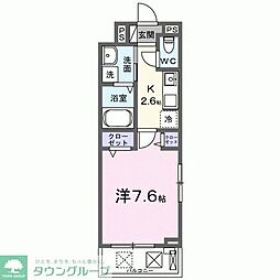 吉川市大字中曽根アパート 1Kの間取図画像