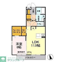 リヴェールA 1LDKの間取図画像