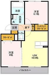 レイクガーデン 2LDKの間取図画像