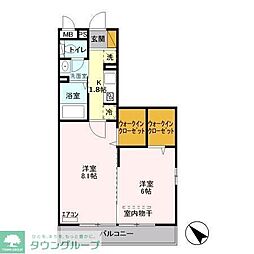 ウエストエーデル 2Kの間取図画像
