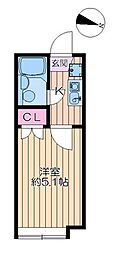 ベルウィング北綾瀬B 1Kの間取図画像