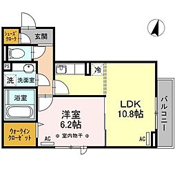 D-room煌 1LDKの間取図画像