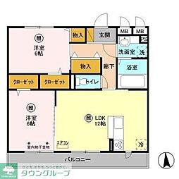 ルミエール中央 2LDKの間取図画像