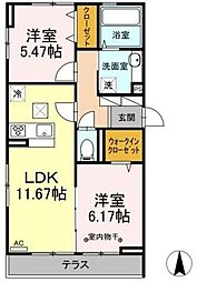 グレイスコート 2LDKの間取図画像