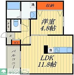 リーブルファイン八潮中央1号棟 1LDKの間取図画像