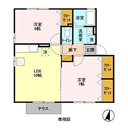 コーポ栄3 2LDKの間取図画像