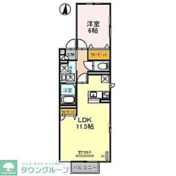 プレミールB 1LDKの間取図画像