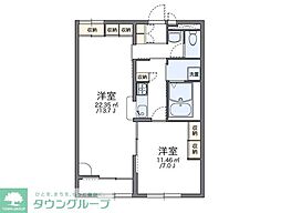 レオパレスルシェルB 1LDKの間取図画像