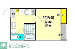ヴィラート草加 1Kの間取図画像