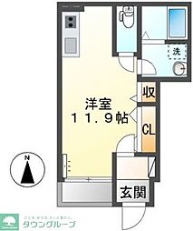 パインズガーデン 1Kの間取図画像