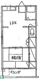 横山コーポ 1LDKの間取図画像
