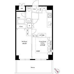 八潮パークスクエア 1LDKの間取図画像