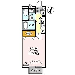 グランモア1 1Kの間取図画像