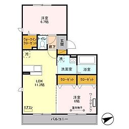 プランタン彩 2LDKの間取図画像