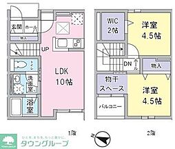 越谷市大沢3丁目アパート 2LDKの間取図画像