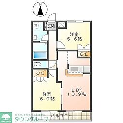 ポラリス壱番館 2LDKの間取図画像
