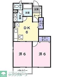 ソレイユ・ファミール2 2DKの間取図画像