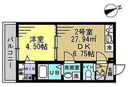 AJ八潮North3 1DKの間取図画像