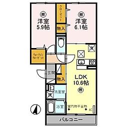 アレーズ 2LDKの間取図画像