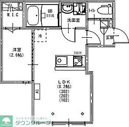 越谷市大字大房アパート 1LDKの間取図画像
