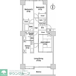 グレイスコート竹ノ塚 3LDKの間取図画像