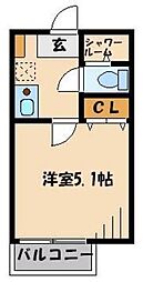 ＧＡＰ草加 2階1Kの間取り