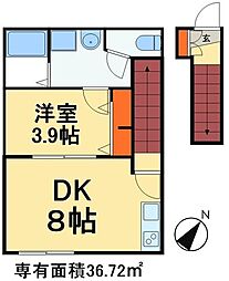 ＬｕＬｕ 2階1DKの間取り