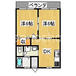 メゾンドベア 2DKの間取図画像