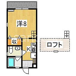 ハイツグランベールD 1Kの間取図画像
