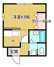 セレ・レインボー 1Kの間取図画像