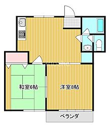 豊里ハイツ 2LDKの間取図画像