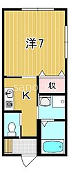 グレイス青柳 1Kの間取図画像