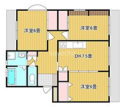 オーシャンコート土合 3DKの間取図画像