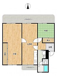 下長尾住宅1 2LDKの間取図画像