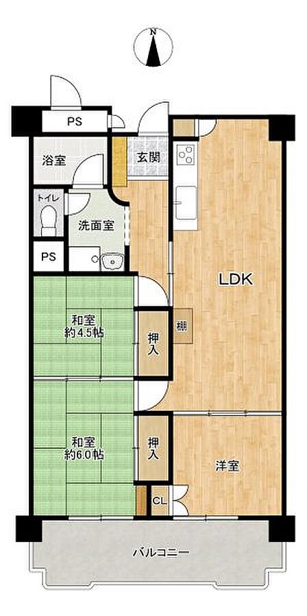 専有面積約67m2!広さと使いやすさを兼ね備えた間取りです◎