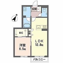 カーサグラス　エステ 2階1LDKの間取り