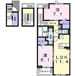 瑠璃玻璃ハウス 2LDKの間取図画像